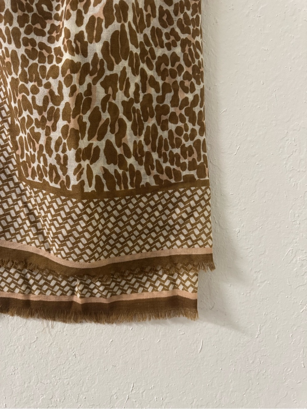 Tory Burch Beige and Brown Logo Pattern Scarf - Picture 5 of 8